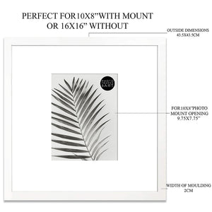 16x16 for 10x8 White Photo Frame | Oxford