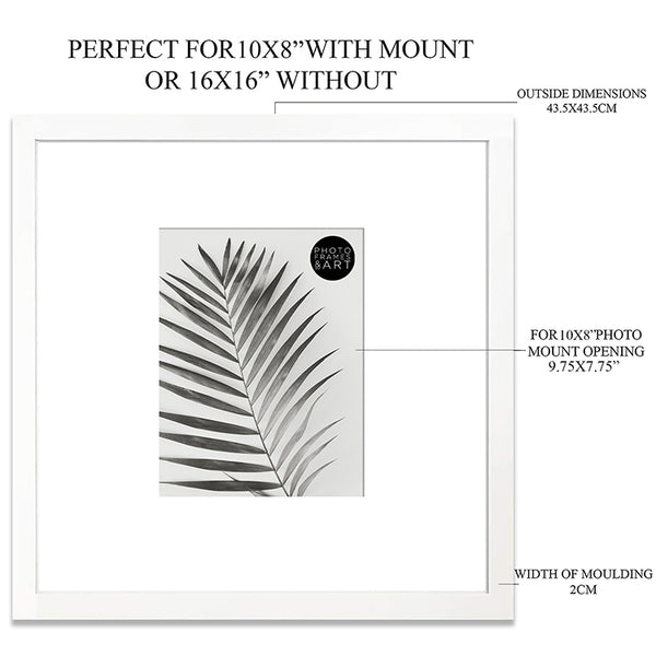 16x16 for 10x8 White Photo Frame | Oxford