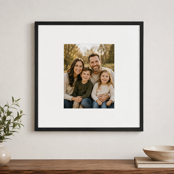 Oversized Mount Wooden 16x16" Black Frame For 10x8" | Signature Collection