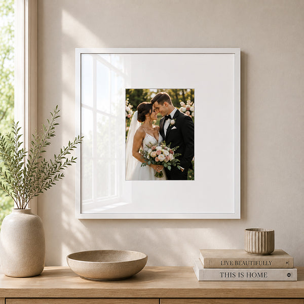 Oversized Mount Wooden 16x16" White Frame For 10x8" | Signature Collection