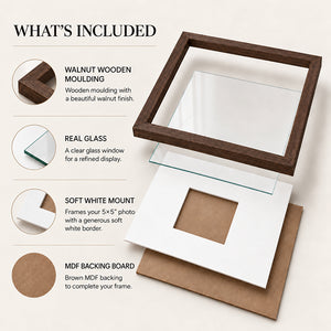 16x16" for 5x5" Wooden Walnut Effect Photo Frame | Hartland Collection