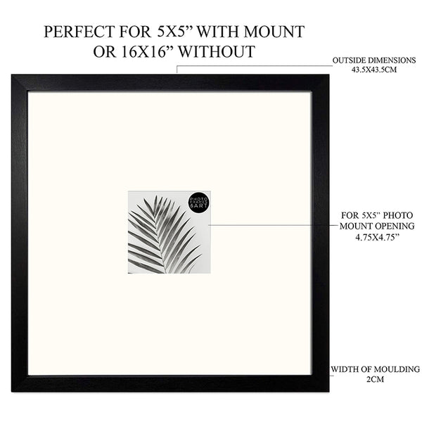 16x16 for 5x5 Black Photo Frame | Oxford
