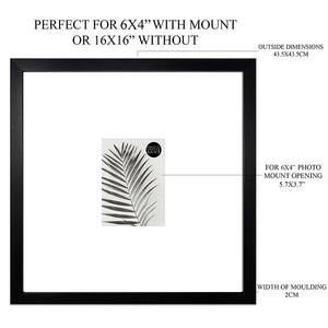 16x16 for 6x4 Black Photo Frame | Oxford