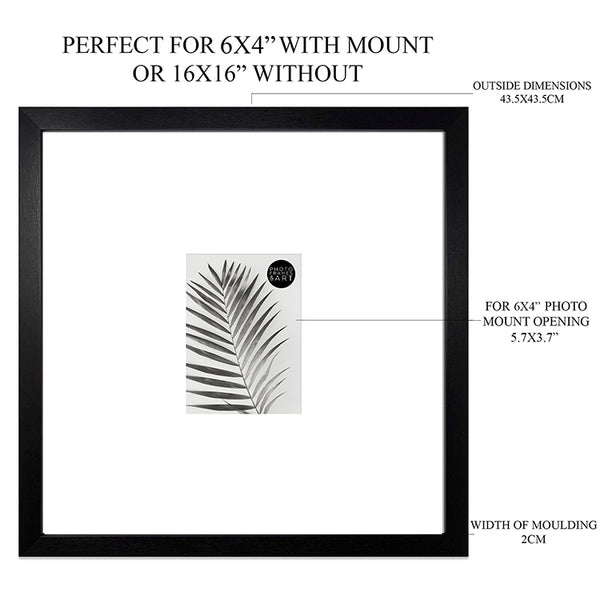 16x16 for 6x4 Black Photo Frame | Oxford