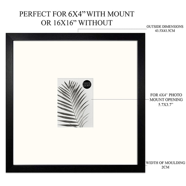 16x16 for 6x4 Black Photo Frame | Oxford
