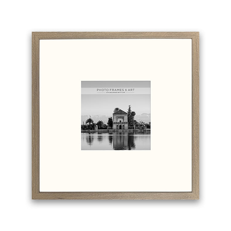 New - 16x16" for 8x8" Wooden Washed Walnut Effect Photo Frame | Hartland Collection