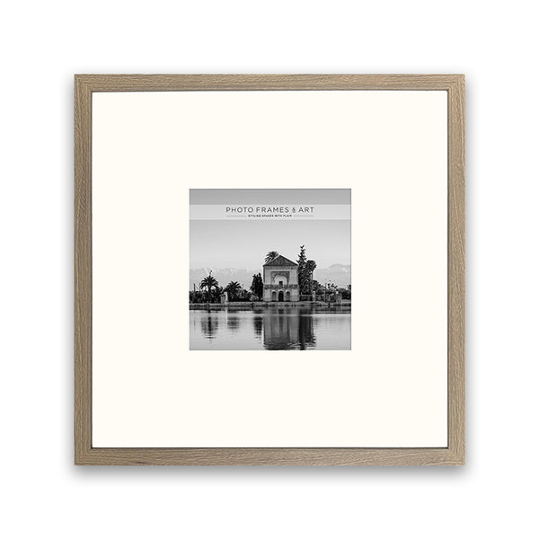 New - 16x16" for 8x8" Wooden Washed Walnut Effect Photo Frame | Hartland Collection