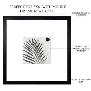 16x16 for 8x8 Black Photo Frame | Oxford