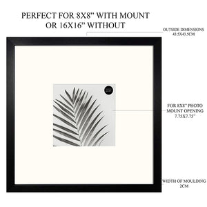 16x16 for 8x8 Black Photo Frame | Oxford