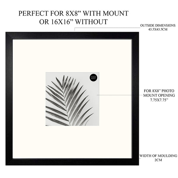 16x16 for 8x8 Black Photo Frame | Oxford