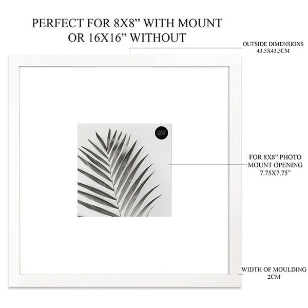 16x16 for 8x8 White Photo Frame | Oxford