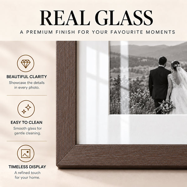 16x16" for 8x8" Wooden Walnut Effect Photo Frame | Hartland Collection