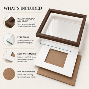 16x16" for 8x8" Wooden Walnut Effect Photo Frame | Hartland Collection
