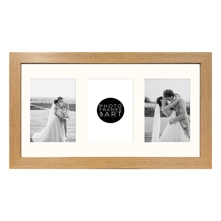 6x4 Multi Photo Frame - 16x9" Collage Frame | Milano Oak Effect