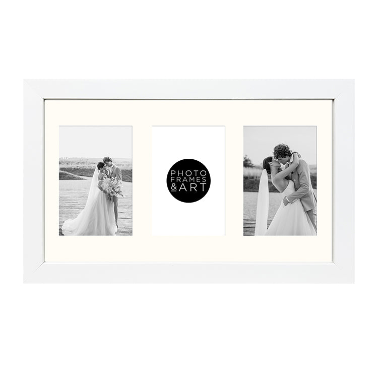 6x4 Multi Photo Frame - 16x9" Collage Frame | Milano White