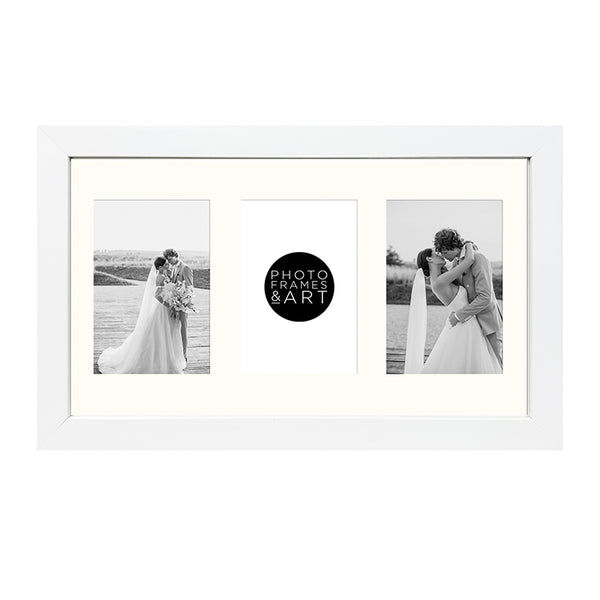 6x4 Multi Photo Frame - 16x9" Collage Frame | Milano White