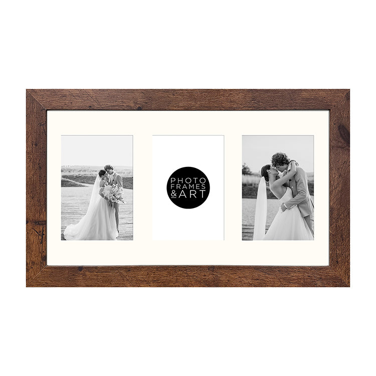 6x4 Multi Photo Frame - 16x9" Collage Frame | Rustic