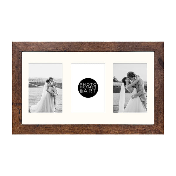 6x4 Multi Photo Frame - 16x9" Collage Frame | Rustic