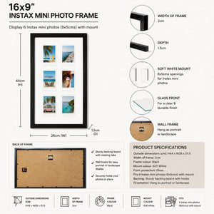 16x9" Instax Mini Frame x 6 | Oxford Black