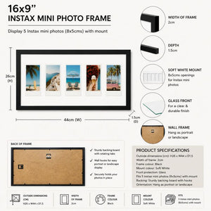 16x9" Instax Mini Frame x 5 | Oxford Black