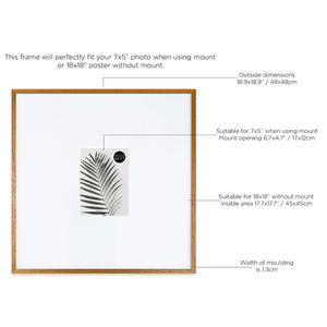 Oversized Mount Wooden 18x18" Oak Effect Frame For 7x5" | Signature Collection