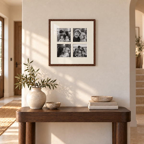 18x18" for Multi 5x5" Wooden Walnut Effect Photo Frame | Hartland Collection