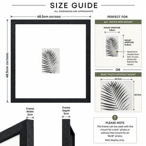 18x18" for 6x4" Wooden Black Photo Frame | Hartland Collection