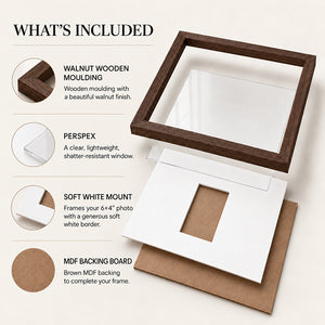 18x18" for 6x4" Wooden Walnut Effect Photo Frame | Hartland Collection