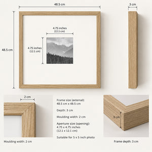 18x18" for 5x5" Wooden Oak Effect Photo Frame | Hartland Collection