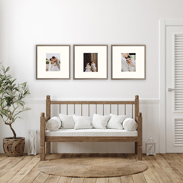 18x18" for 10x8" Wooden Washed Walnut Effect Photo Frame | Hartland Collection