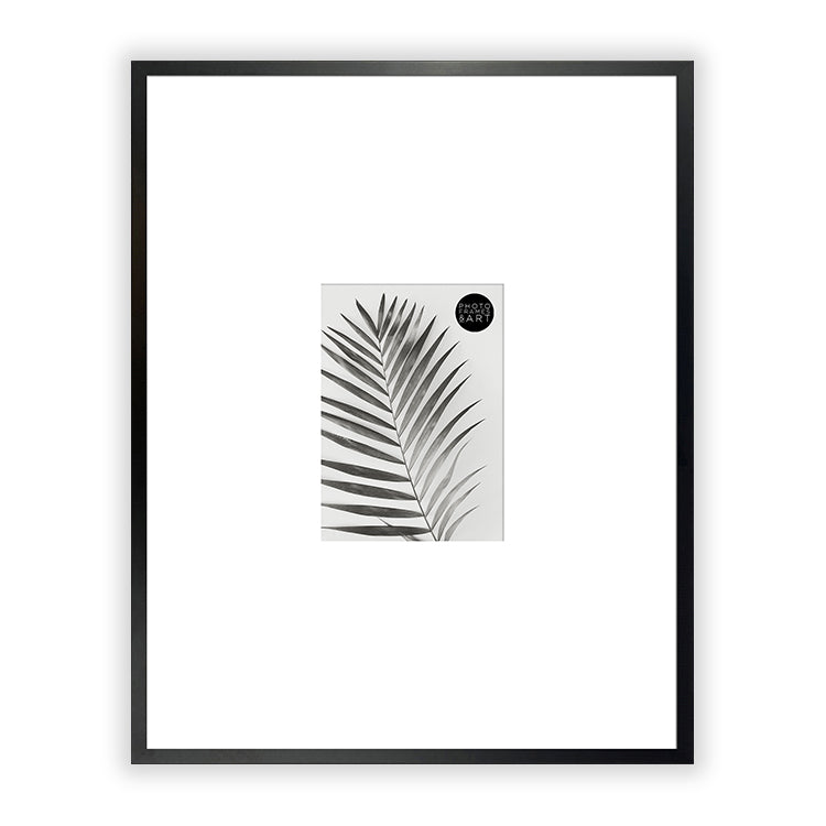 Oversized Mount Wooden 20x16 Black Frame for 7x5 with a Photo of a Plant and PF&A logo