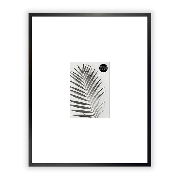 Oversized Mount Wooden 20x16 Black Frame for 7x5 with a Photo of a Plant and PF&A logo