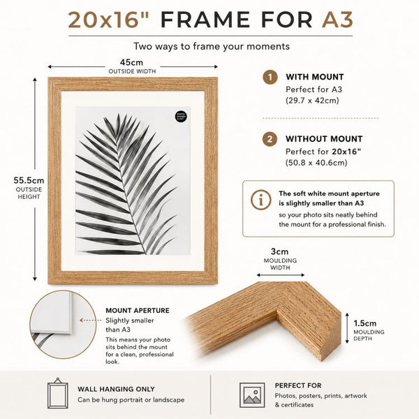 20x16" Frame For A3 | Milano