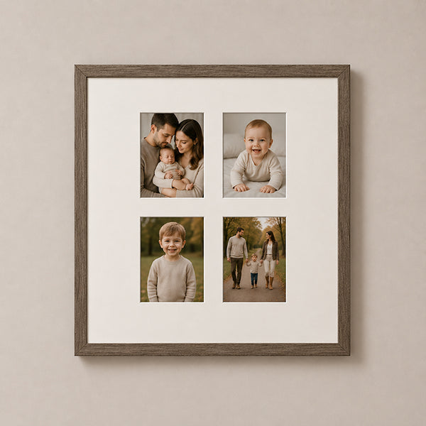 20x20" for 6x4" Multi Wooden Washed Walnut Effect Photo Frame | Hartland Collection