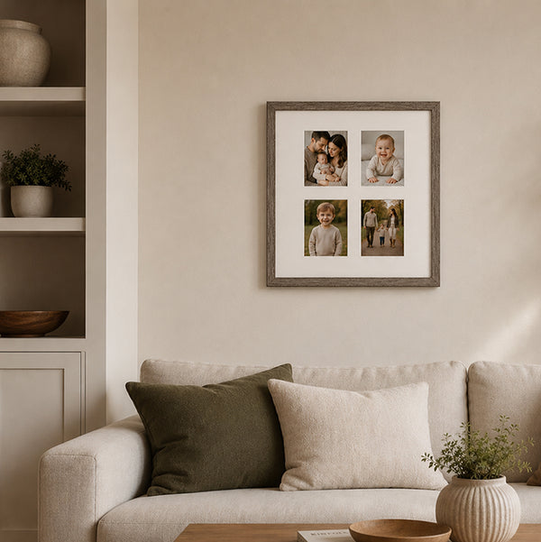 20x20" for 6x4" Multi Wooden Washed Walnut Effect Photo Frame | Hartland Collection