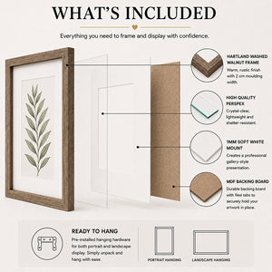 20x20" for 8x8" Wooden Washed Walnut Effect Photo Frame | Hartland Collection
