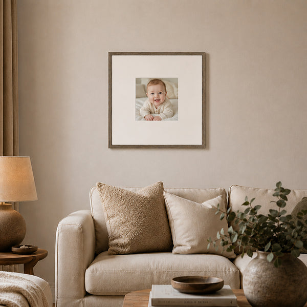 20x20" for 8x8" Wooden Washed Walnut Effect Photo Frame | Hartland Collection