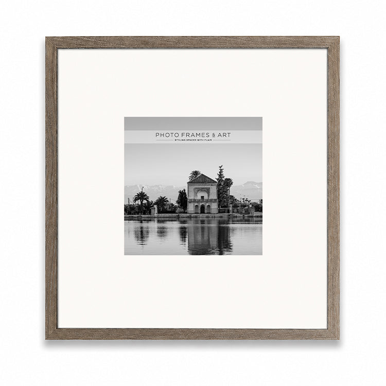 20x20" for 8x8" Wooden Washed Walnut Effect Photo Frame | Hartland Collection