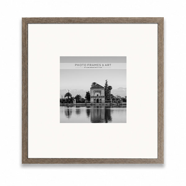 20x20" for 8x8" Wooden Washed Walnut Effect Photo Frame | Hartland Collection