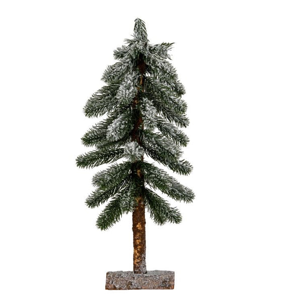 Medium Snowy Pine Tree On Wooden Stand | 60cm