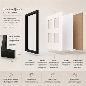 Oversized Mount Wooden 24x24" Black Multi Frame | Signature Collection