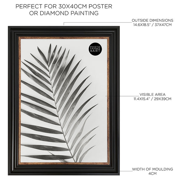 30x40cm Poster Frame | Vintage Black