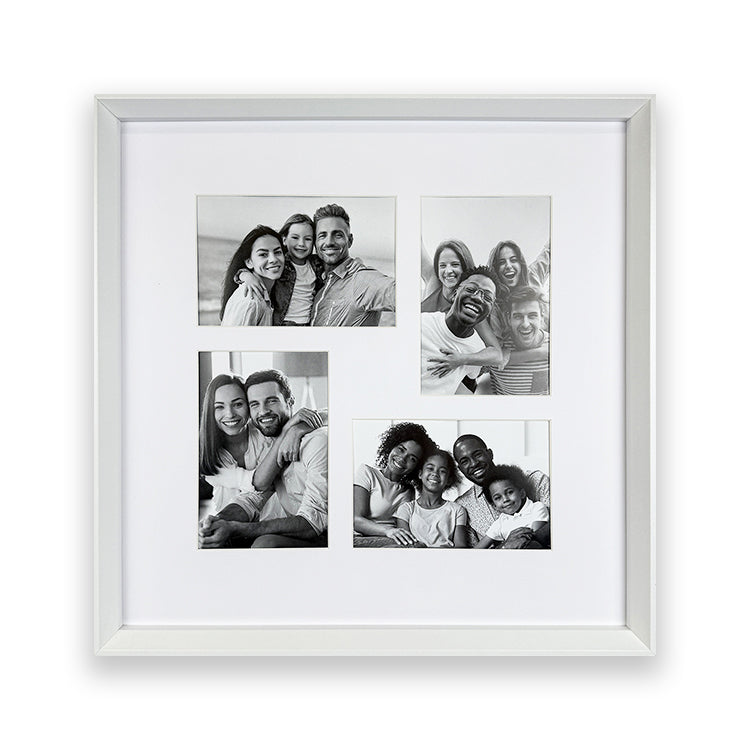 38x38cms White Collage Frame | 4 Apertures