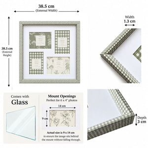 38X38 cms Gingham Collage Frame | 4 Apertures