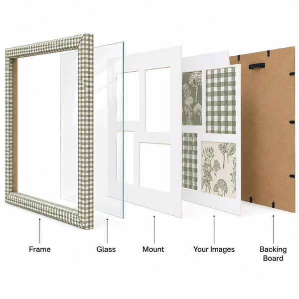 38X38 cms Gingham Collage Frame | 4 Apertures