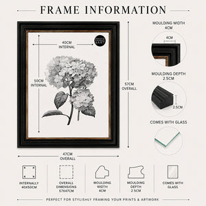40x50cm Shabby Chic Poster Frame | Vintage Black