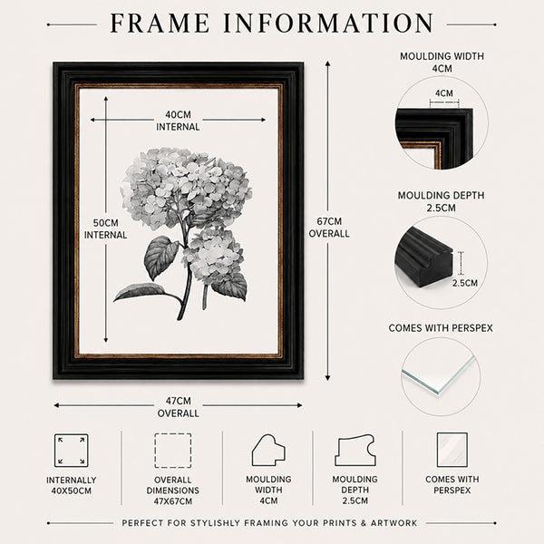 40x60cm Shabby Chic Poster Frame | Vintage Black