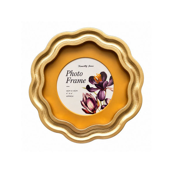 4x4" Gold Wavy Photo Frame | Circle