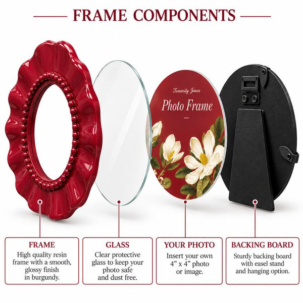 Burgundy Ruffle Photo Frames | Set of two