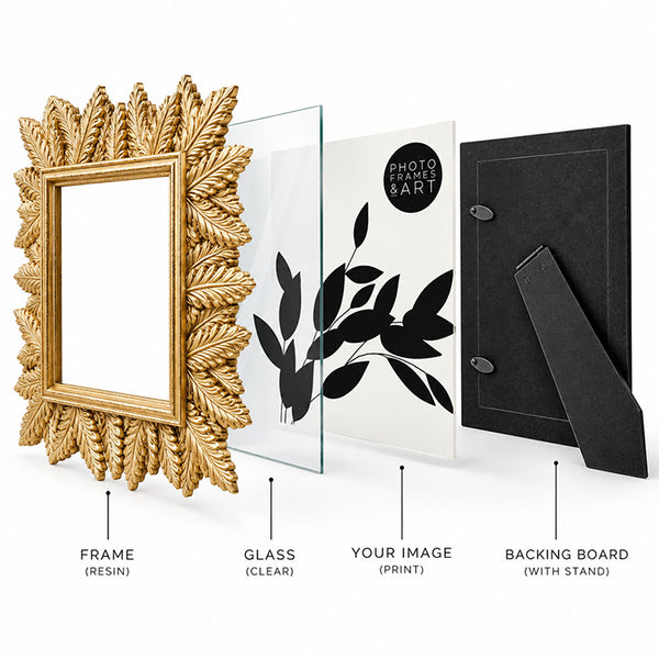 4x4" Leaf Photo Frame | Gold Effect